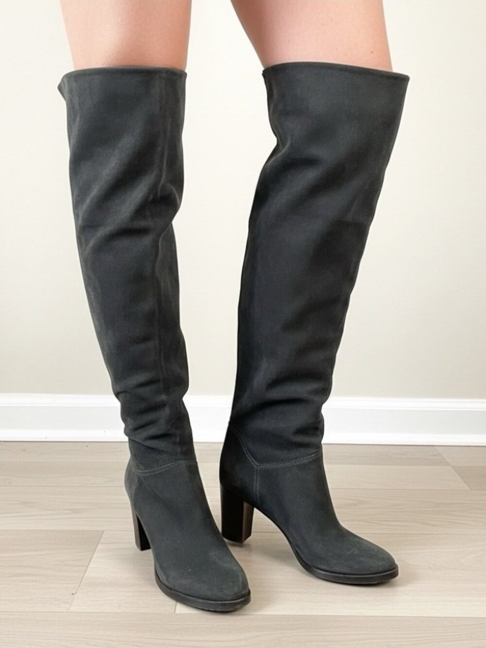 Corso Como Gray Suede Over The Knee OTK Heeled Boots - 36 / 5.5-6US, Italy 🇮🇹
